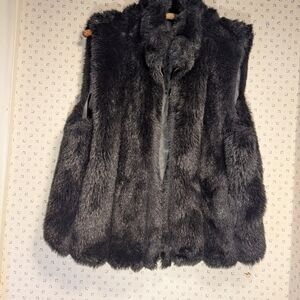 🖤 Coaco New York Black Faux Fake fur reversible vest waterproof Holiday Winter